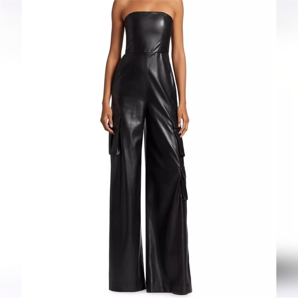 NWT Alice and Olivia Leather Cargo Jumpsuit Size 0